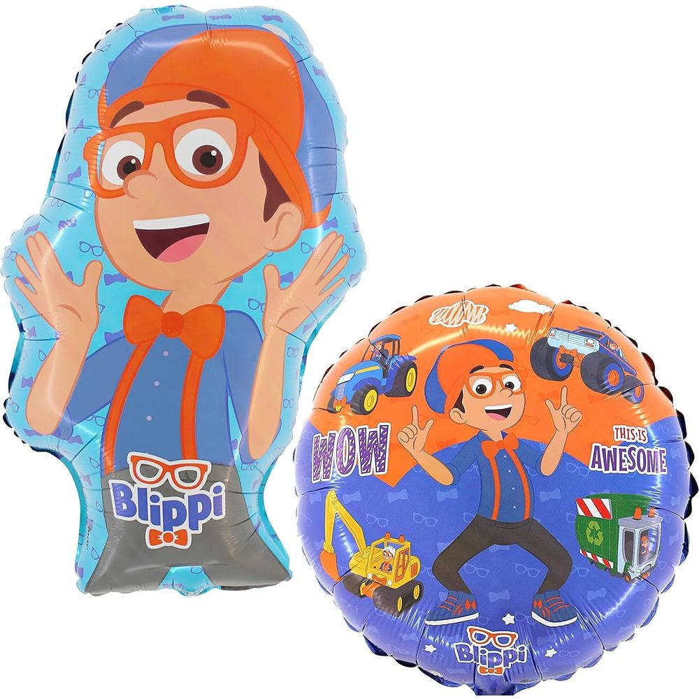 Toyland Blippi Foil Balloons 2 Pack, 29 in Shaped and 18 in Round