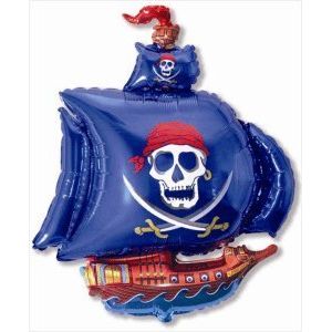 Toyland Blue Pirate Ship Supershape Foil Balloon, 32 Inch