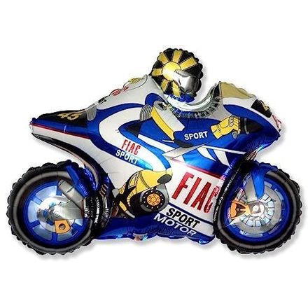 Toyland Blue Moto Racing Motorbike Foil Balloon, 26 Inch