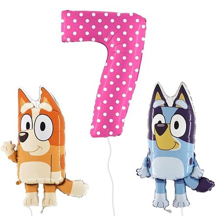 Toyland Bluey and Bingo Balloon Pack with 40-Inch Spotty Number 7