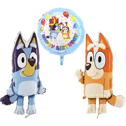 Toyland Bluey and Bingo Balloons with Happy Birthday Round, 3 Pack