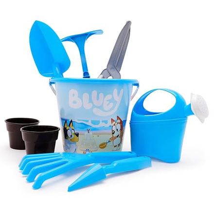 Toyland Bluey Garden Tool Set with Bucket and Watering Can, 9 Piece