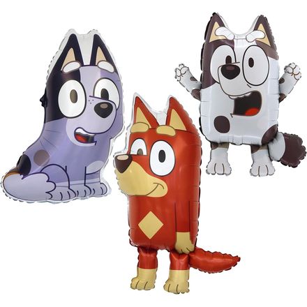 Toyland Bluey Foil Balloons, Muffin, Socks and Rusty, Pack of 3