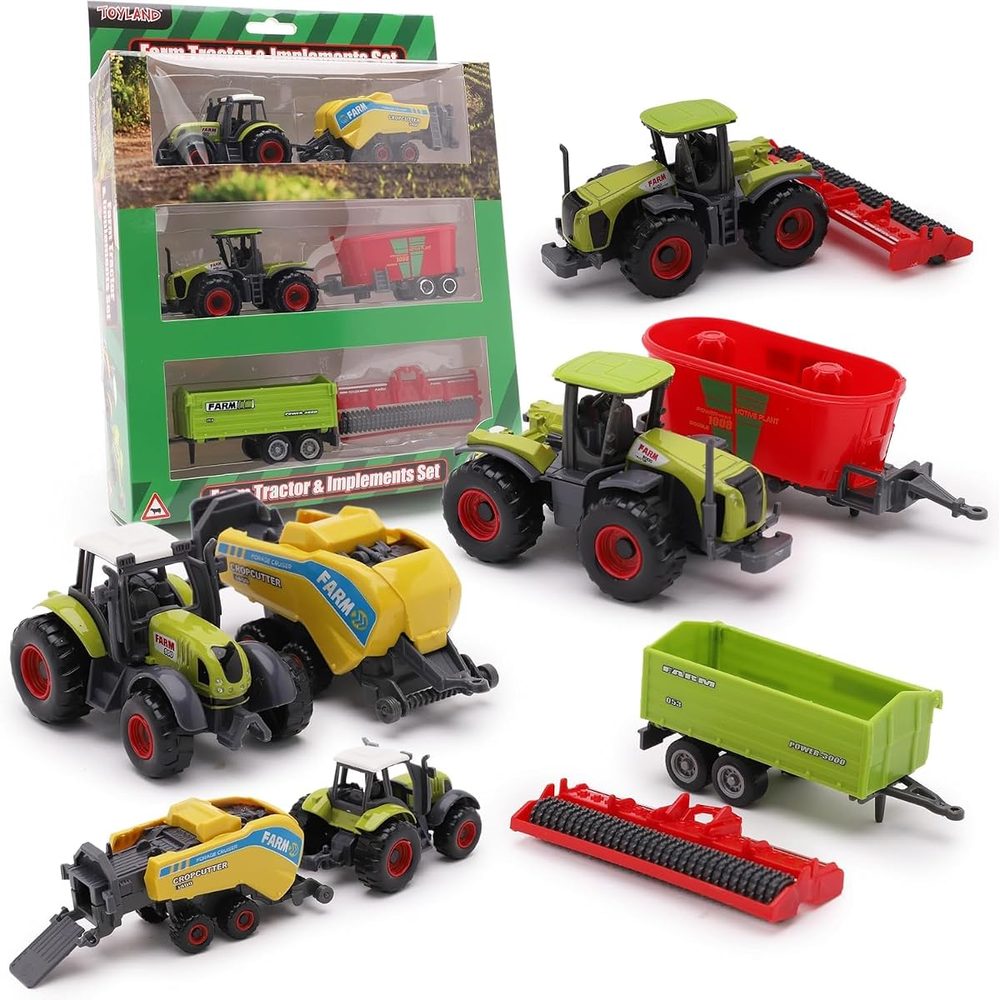 Toyland Die Cast Farm Tractor and Implements Set, Pack of 6 photo 3