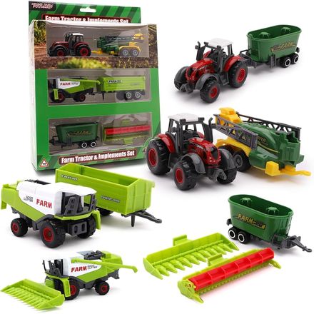 Toyland Die Cast Farm Tractor and Implements Set, Pack of 6