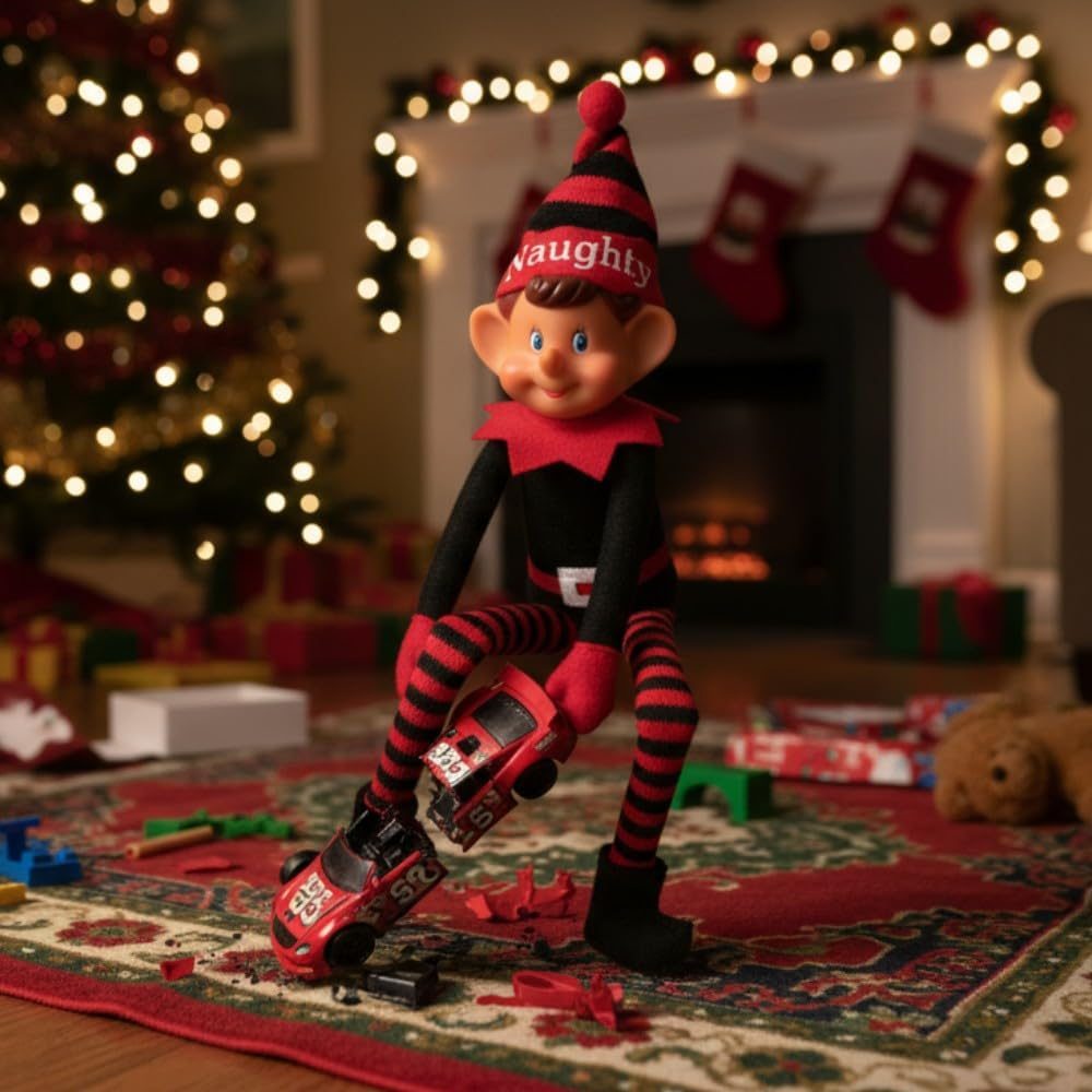Toyland Elves with Attitude Naughty Elf Soft Toy, 14 in Red and Black photo 4