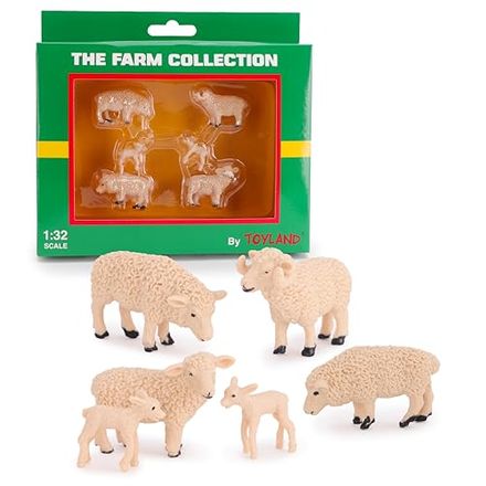 Toyland Farm Collection Sheep and Lambs, 1:32 Scale, Pack of 6