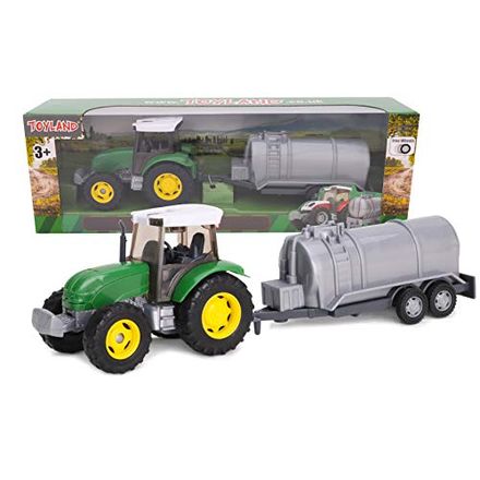 Toyland Farm Tractor and Green Tanker Set, Free Wheel, 9 Inch