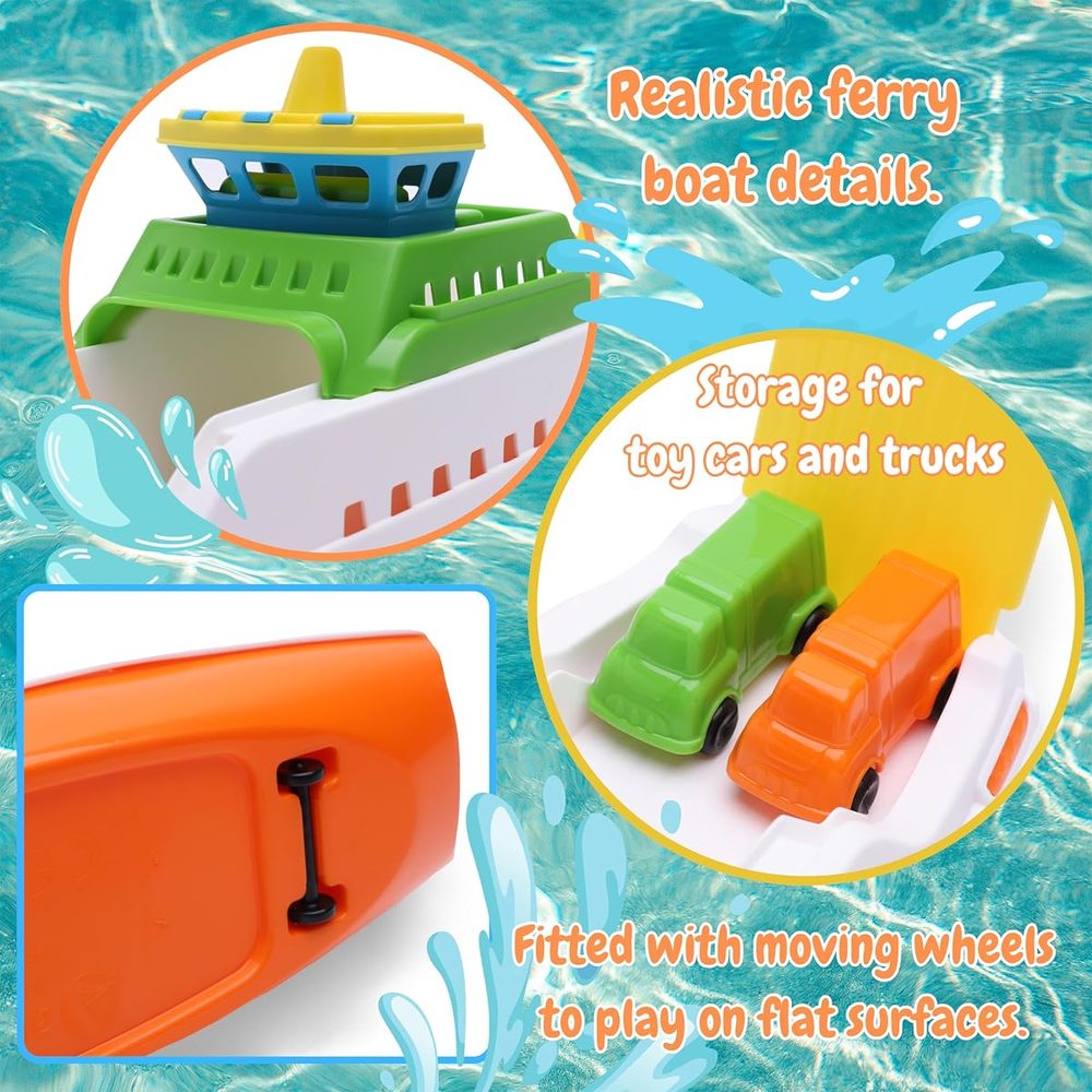 Toyland Ferry Boat with Moving Ramps and 4 Mini Cars, 15 Inch photo 4