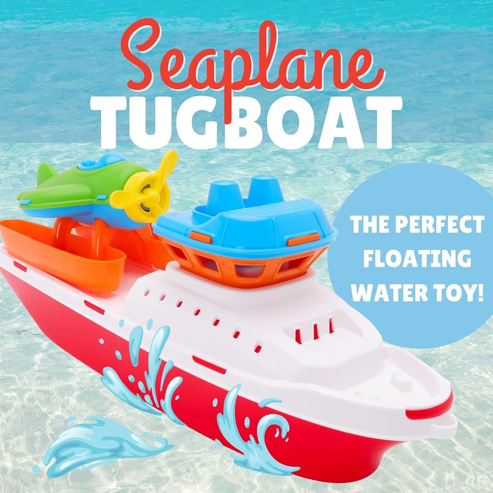 Toyland Floating Tugboat with Seaplane Bath and Pool Toy, 17 Inch photo 4