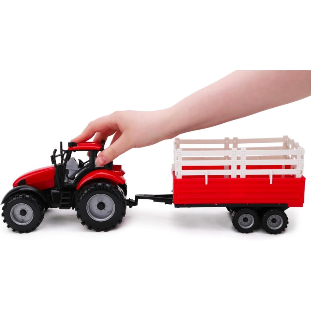 Toyland Friction Powered Red Farm Tractor with Trailer photo 4