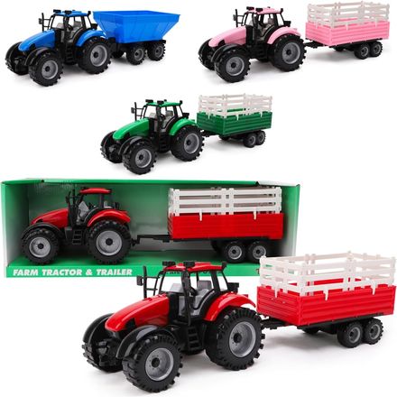 Toyland Friction Powered Red Farm Tractor with Trailer