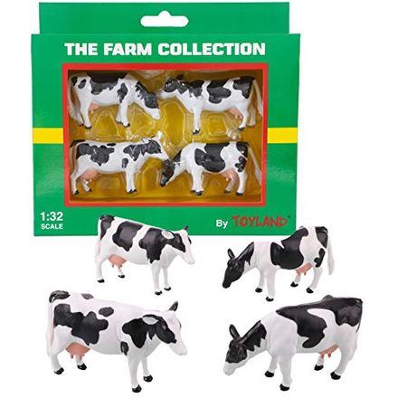 Toyland Friesian Cattle Cows, 1:32 Scale, Pack of 4