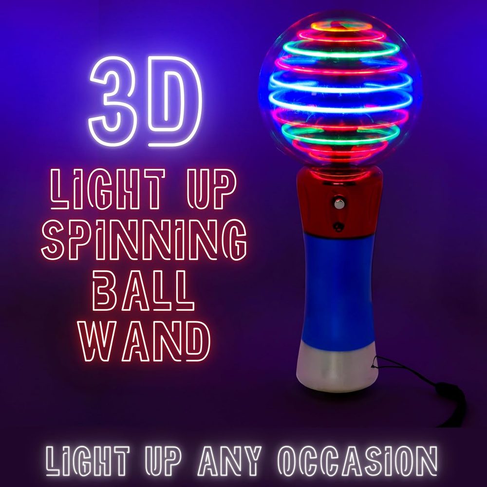 Toyland 3D Light Up Spinning Ball Wand with Wrist Strap, 8 Inch photo 2