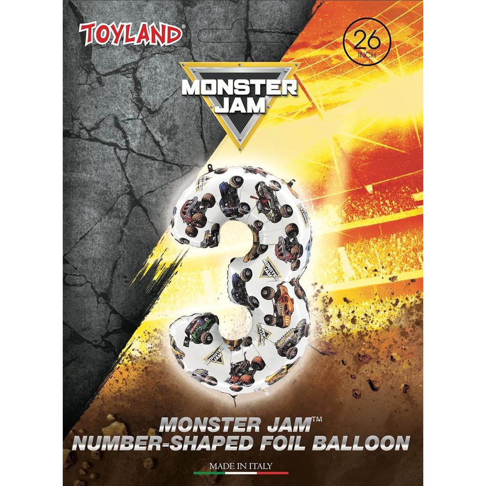 Toyland Monster Jam Number 3 Foil Balloon, 26 Inch photo 2