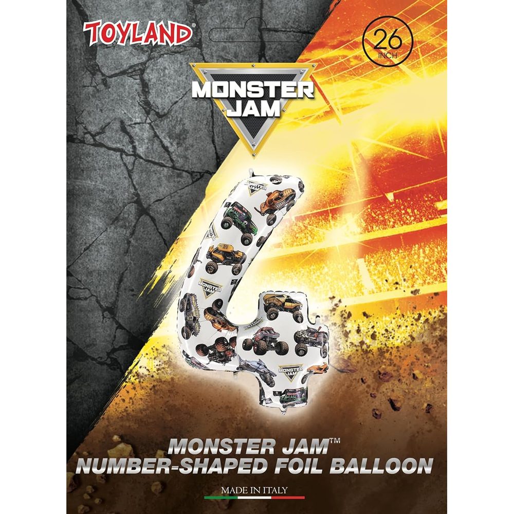 Toyland Monster Jam Number 4 Foil Balloon, 26 in photo 2