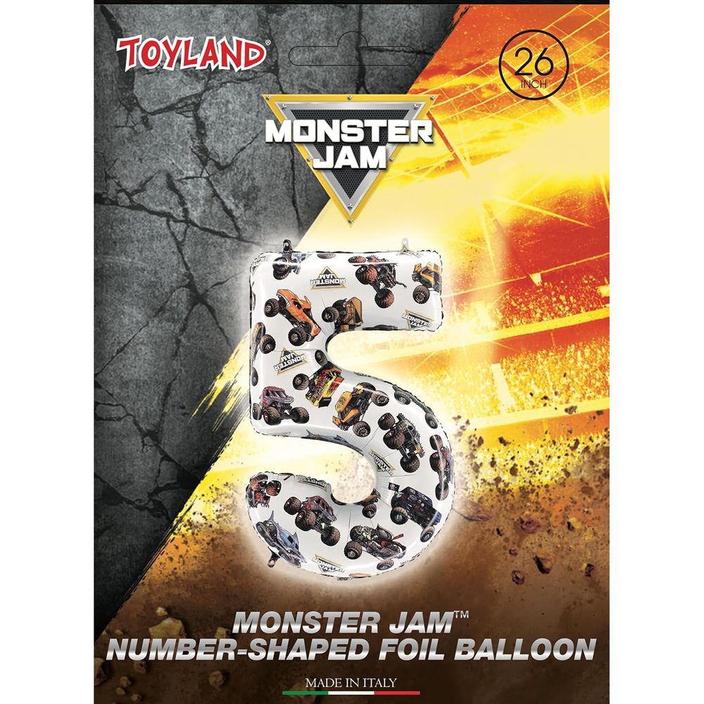 Toyland Monster Jam Number 5 Foil Balloon, 26 in photo 2