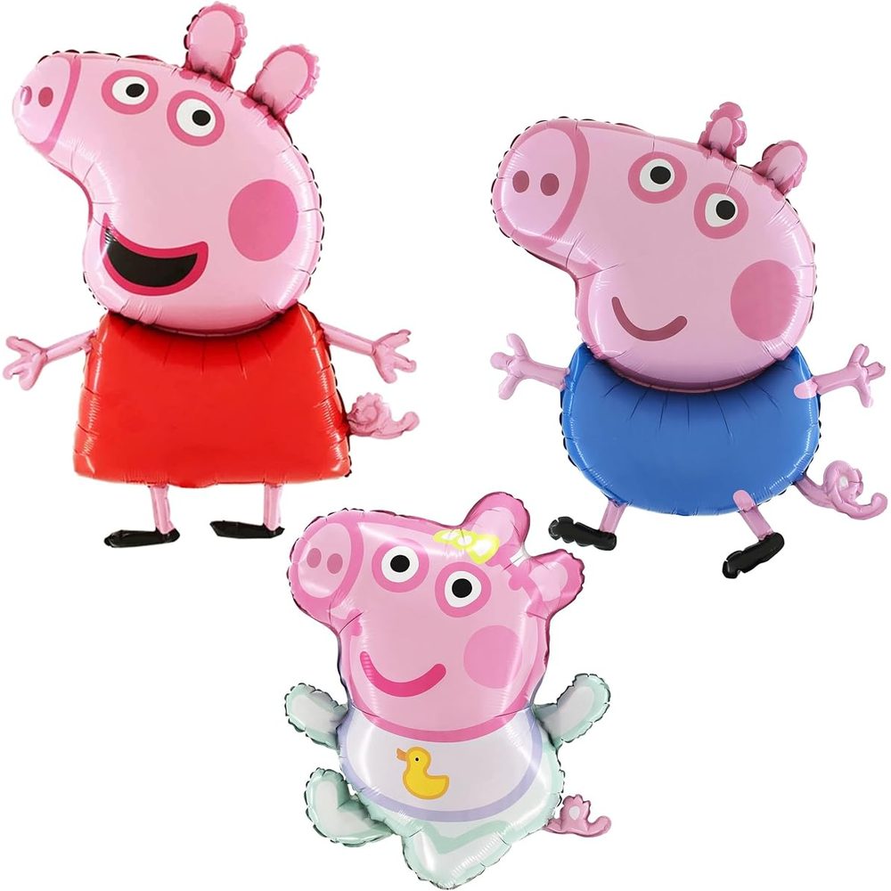 Toyland Peppa, George and Evie Pig Foil Balloons, 37 Inch, Pack of 3