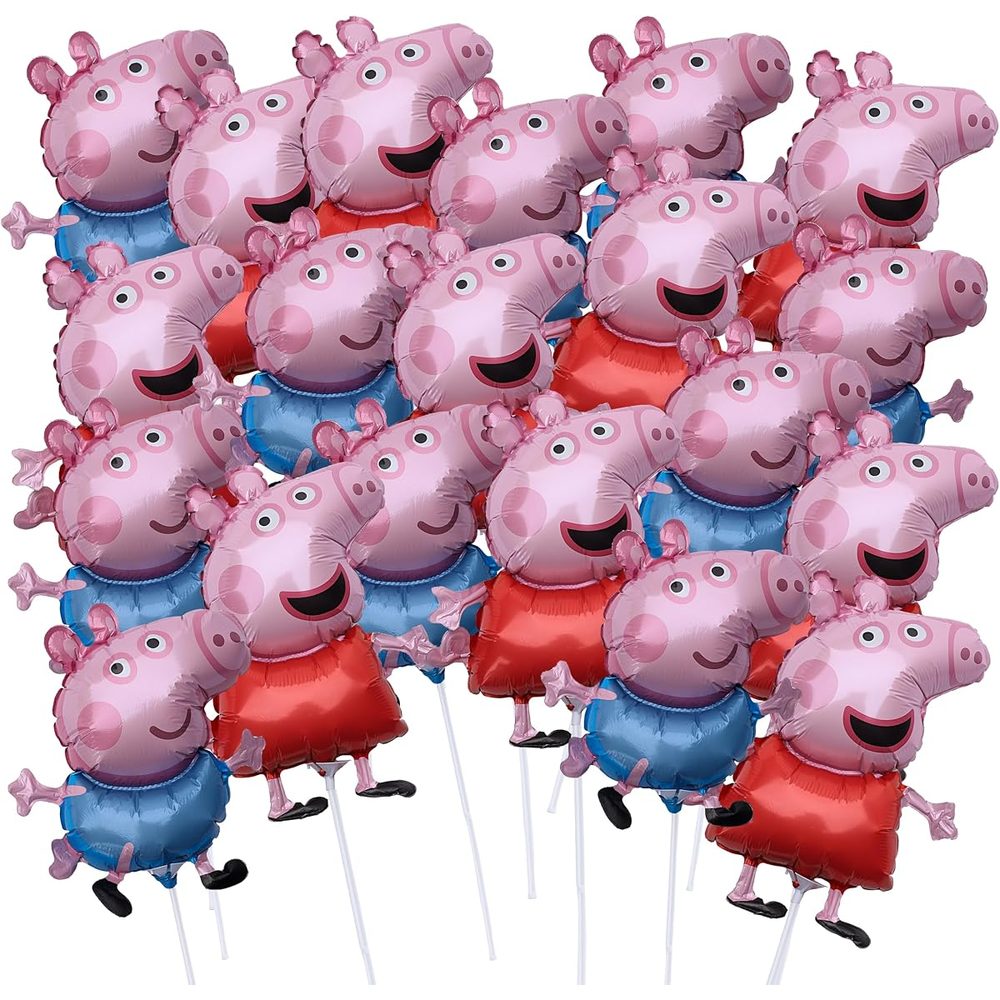 Toyland Peppa and George Pig Mini Balloons with Sticks, Pack of 20