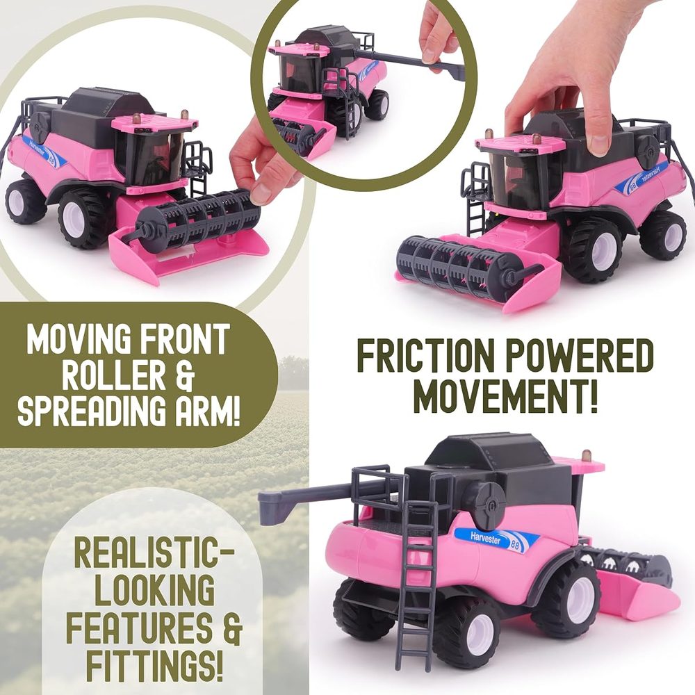 Toyland Pink Combine Harvester Friction Toy, 10 in, 1:32 Scale photo 4