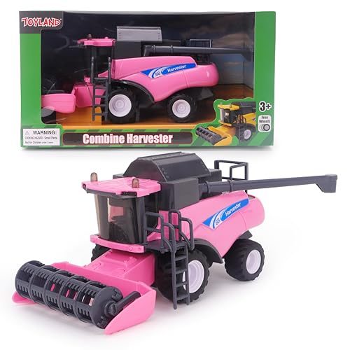 Toyland Pink Combine Harvester Friction Toy, 10 in, 1:32 Scale