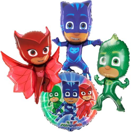 Toyland PJ Masks Balloons Pack of 4, Owlette, Catboy and Gekko