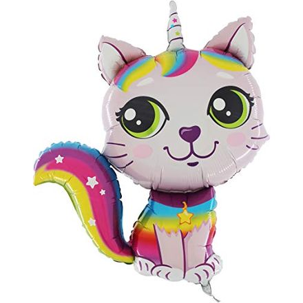 Toyland Rainbow Unicorn Cat Foil Balloon, 38 Inch, Pink