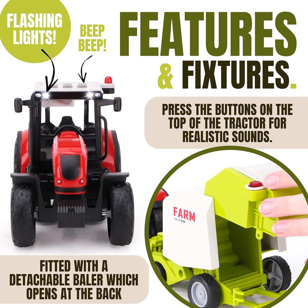 Toyland Red Tractor and Baler with Lights and Sound, 14.5 Inch photo 3