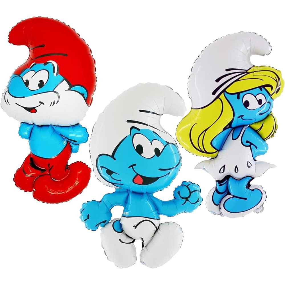 Toyland Smurf Foil Balloons 3 Pack, Papa, Clumsy and Smurfette