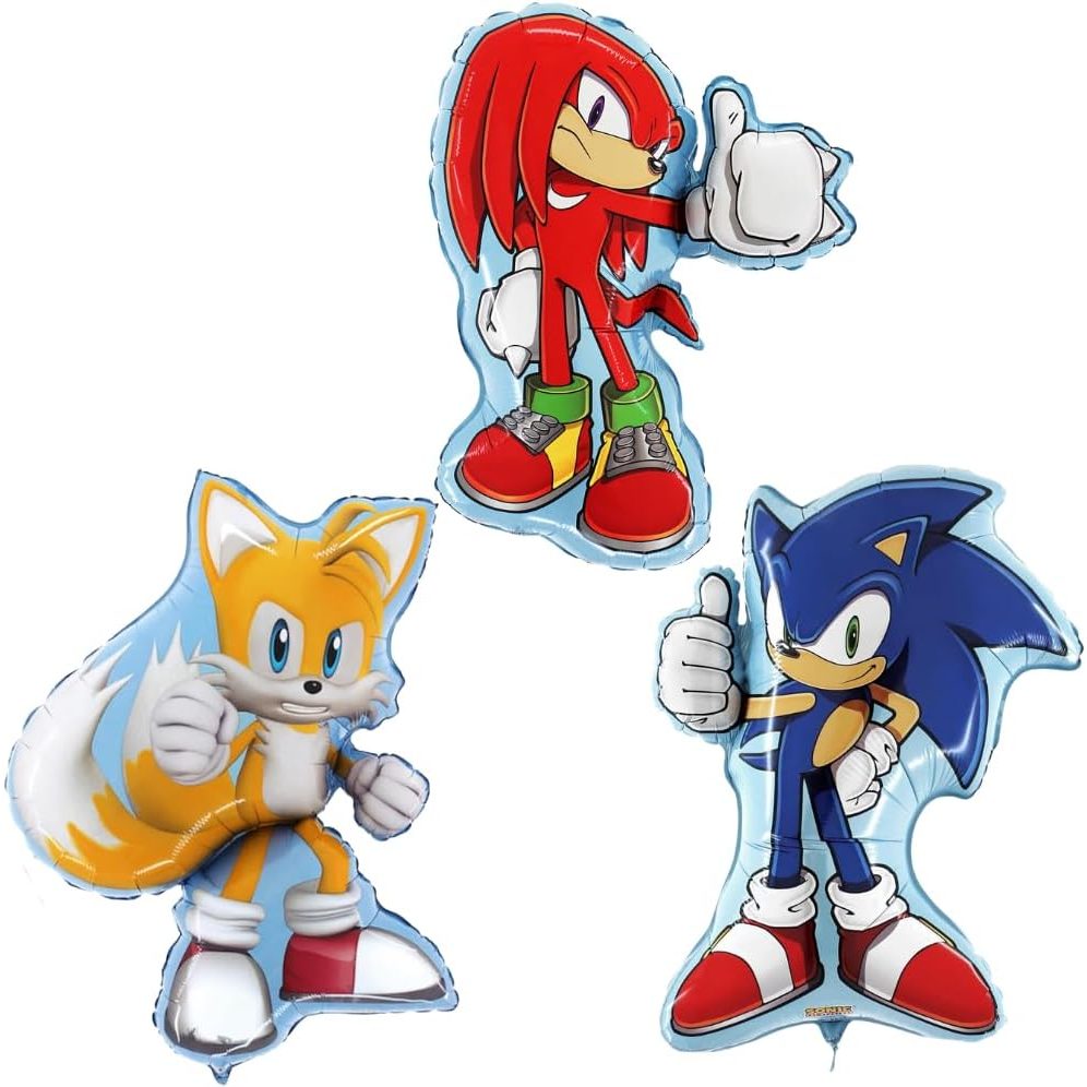 Toyland Sonic, Tails and Knuckles Foil Balloons, Pack of 3