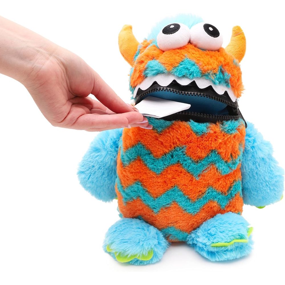 Toyland Worry Monster Plush Soft Toy, 9 Inch, Blue and Orange photo 2